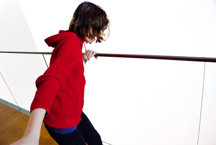 Red hoodie at MOMA