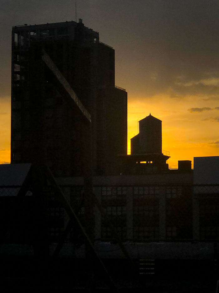 Water tower, sunset